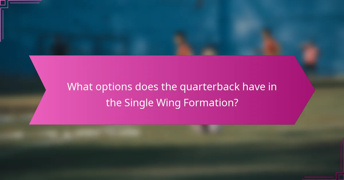What options does the quarterback have in the Single Wing Formation?
